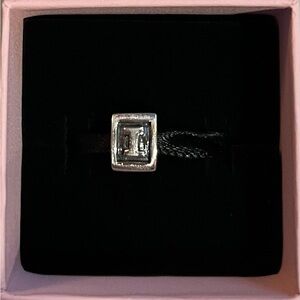 Pandora Silver and black Letter I Charm
